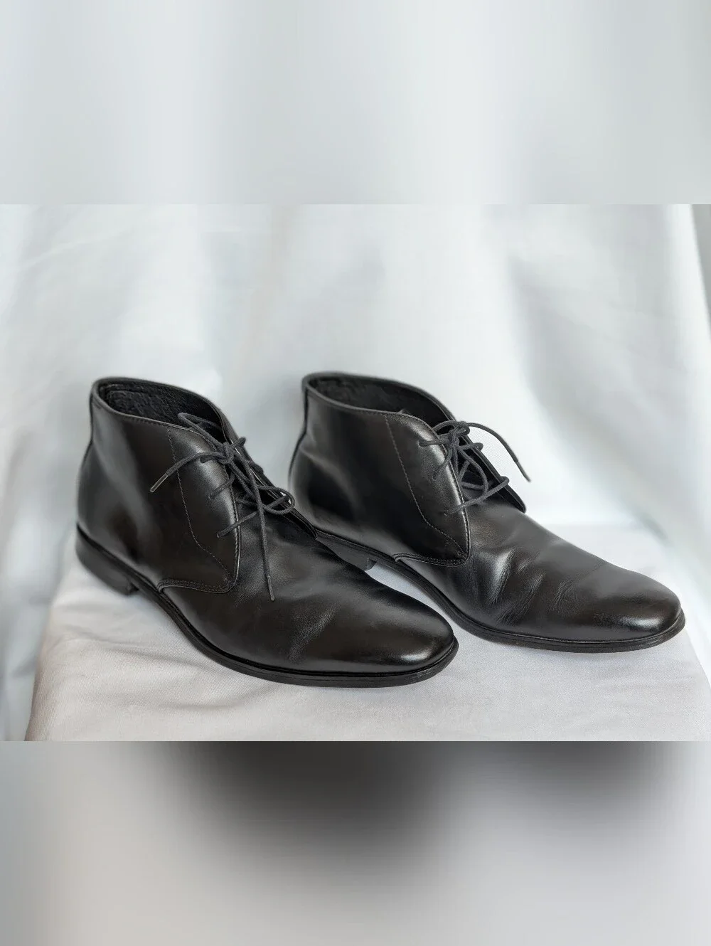 Florsheim Men's Chukka Boots 10.5D Black Leather Lace Up Dress Casual